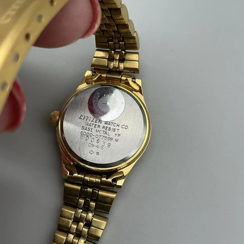 Vintage Citizen Women Watch 24mm Gold Tone Day Date 6000-077598 New Battery 5.5